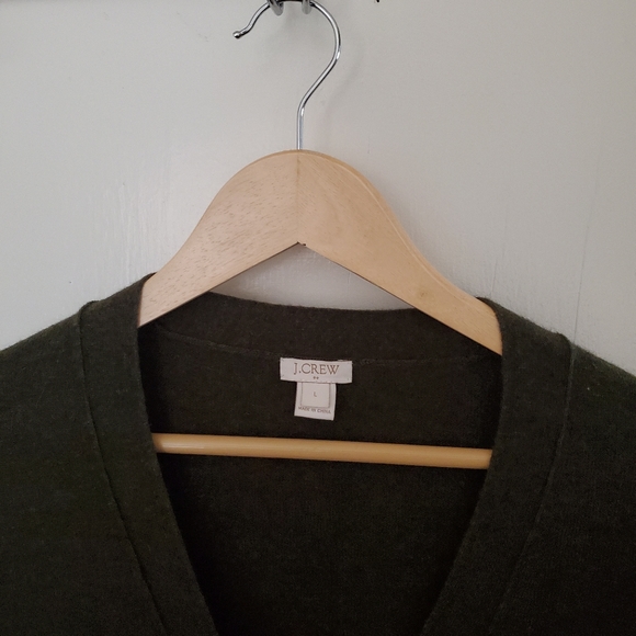 J.Crew Fine Cotton/Wool Cardigan, Green - Picture 5 of 7
